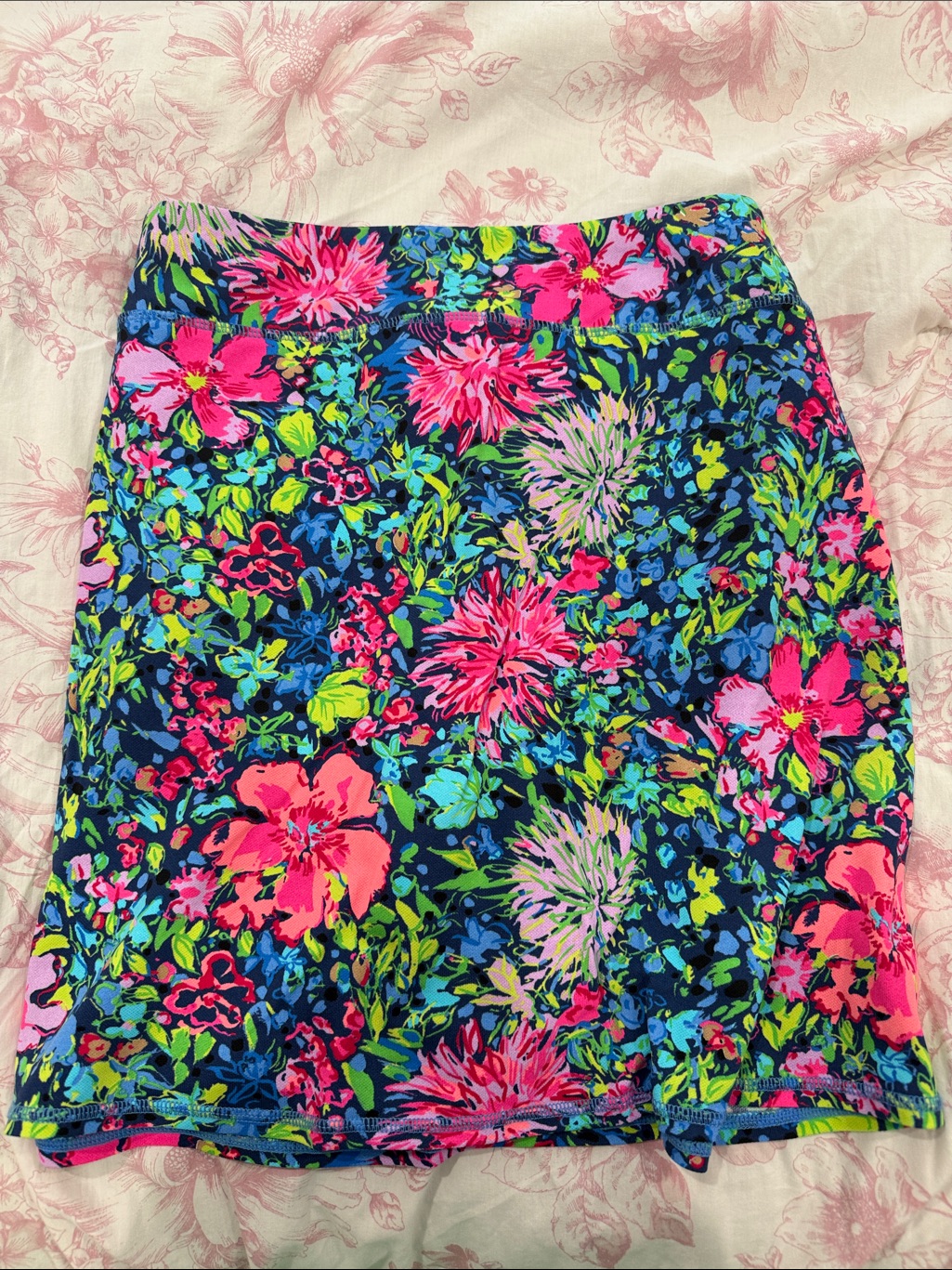 Lilly Pulitzer Navy Skort With Neon Pink & Lime Floral Print